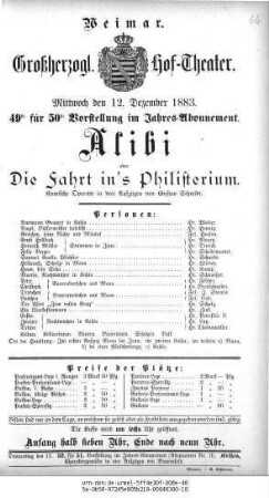 Alibi oder Die Fahrt in`s Philisterium