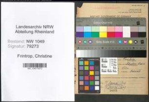 Entnazifizierung Christine Frintrop , geb. 05.02.1903 (Postbeamtin)