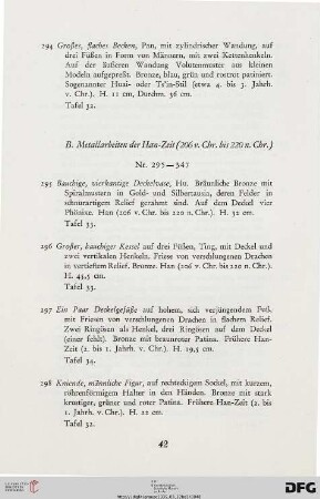 Metallarbeiten der Han-Zeit (Nr. 295-347)