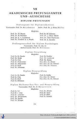 VII. Akademische Prüfungsämter und Ausschüsse