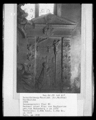 Grabmal für Frau von Boineburg : Scharfenberg-Naustadt, Dorfkirche, Grabmal für Frau von Boineburg
