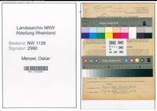 Entnazifizierung Oskar Menzel , geb. 13.05.1906 (Polizist)