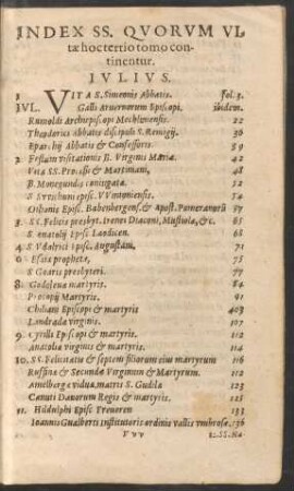 Index SS. Quorum Vitae hoc tertio tomo continentur.