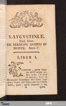 S. Augustini. E. Eccl. Doct. De Sermone Domini in Monte. Math. V.