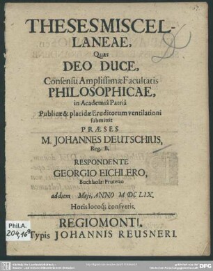 Theses Miscellaneae