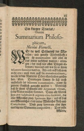 Ein kurzer Tractat/ Genant Summarium Philosophicum, ...