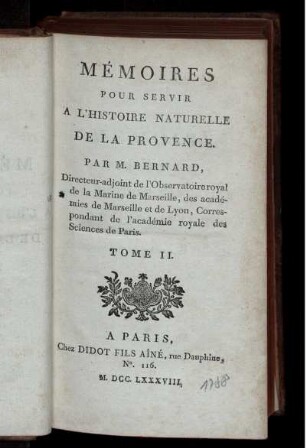 T. 2.: Mémoires pour servir à l'histoire naturelle de la Provence. T. 2.