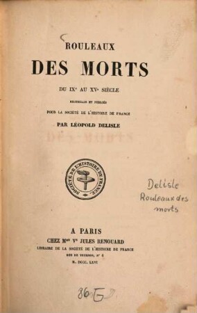 Rouleaux des morts du IXe au XVe siècle