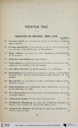 Arbeiten in Bronze, Zinn usw. (Nr. 490-562)