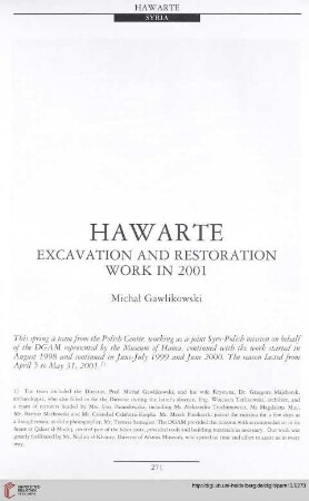 13: Hawarte : excavation and restoration work in 2001