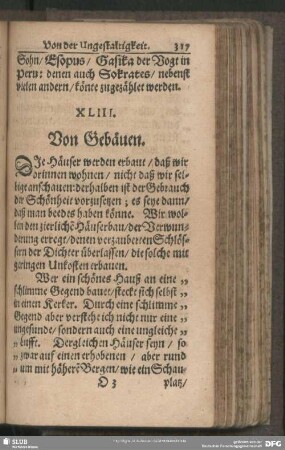 XLIII. Von Gebäuen