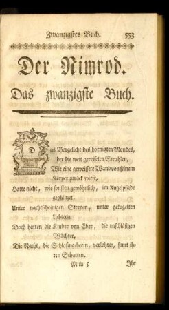 Der Nimrod. Das zwanzigste Buch