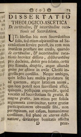 73-96, Dissertatio