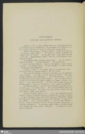 Appendix coniecturas minus probabiles continens