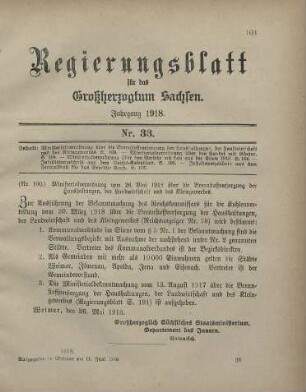 Nr. 100: Ministerialverordnung vom 26. Mai 1918 über die Brennstoffversorgung der Haushaltungen, der Landwirtschaft und des Kleingewerbes
