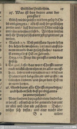 26. Sind dann alle Christen prediger, und haben sich deß predigamts zu unterziehen?