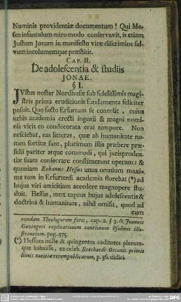 Cap. II. De adolescentia & studiis Jonae