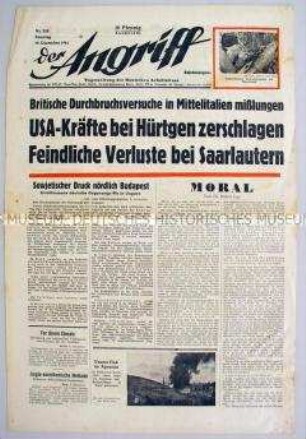 Tageszeitung "Der Angriff" u.a. zum Vormarsch der Sowjet-Armee auf Budapest