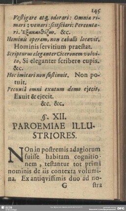 §. XII. Paroemiae Illustriores