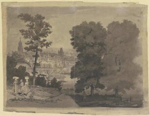 Landschaft mit alter deutscher Stadt