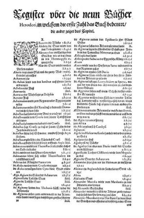 Register uber die neun Bücher, Herodoti, [...]