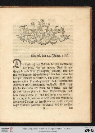 Neapel, den 24. Jänner, 1786