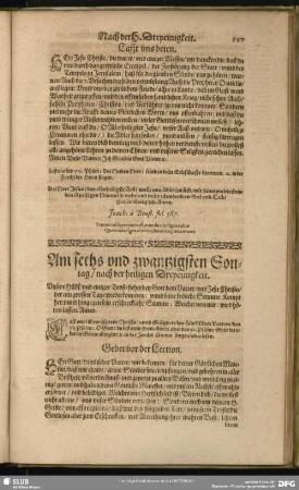 Am sechs und zwantzigsten Sontage , nach der heiligen Dreyeinigkeit