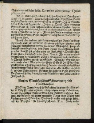 Von der Manicheischen Schwermerey/ die Sünde betreffent.