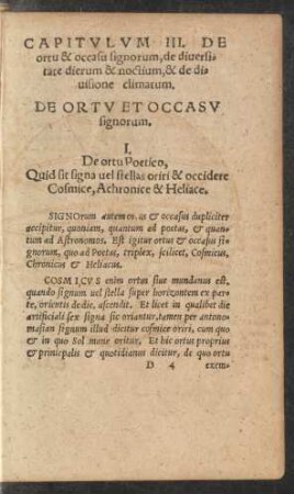 De Ortu Et Occasu signorum.
