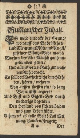 Summarischer Inhalt.