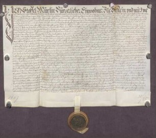 Gültbrief des Stoffel Mürlin und seiner Frau Katharina von Dillstein gegen die Stiftsverwaltung zu Pforzheim