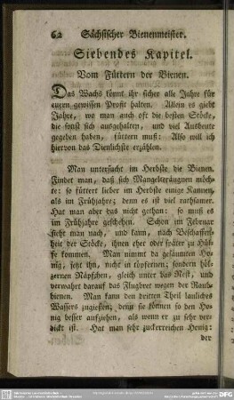 Siebendes Kapitel. Vom Füttern der Bienen