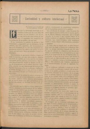 Curiosidad y cultura intelectual