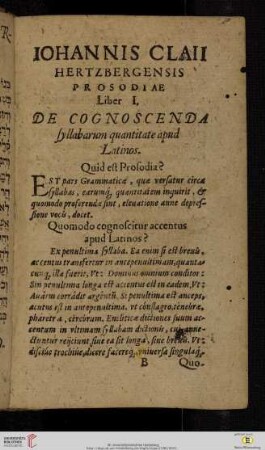 Liber I: De cognoscenda syllabarum quantitate apud Latinos