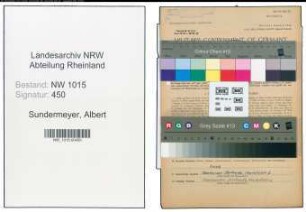 Entnazifizierung Albert Sundermeyer , geb. 24.05.1901 (Lagerverwalter)