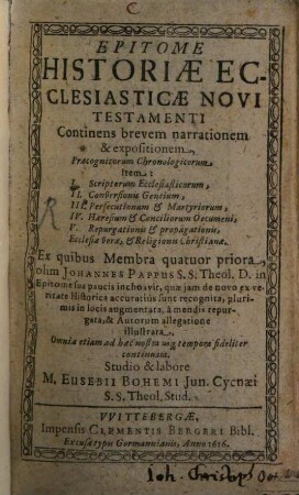 Epitome historiae Ecclesiasticae novi testamenti