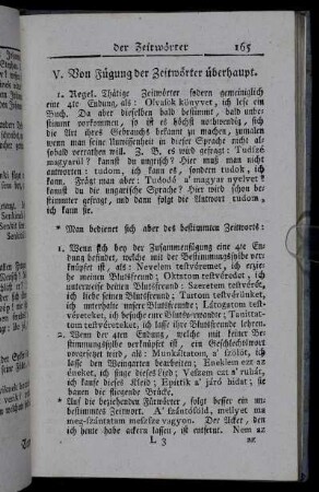 V. Von Fügung der Zeitwörter überhaupt.