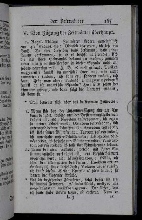 V. Von Fügung der Zeitwörter überhaupt.