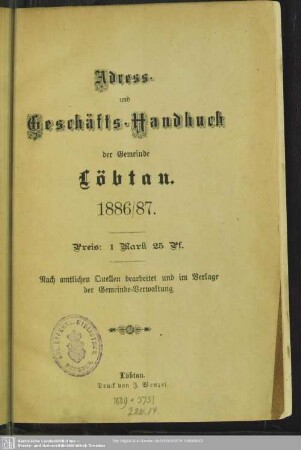 1886/87: Adress- und Geschäfts-Handbuch der Gemeinde Löbtau