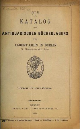 ...Catalog des antiquarischen Bücherlagers von Albert Cohn : [Auch m. franz. Tit.], 155
