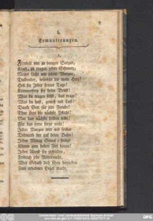 I. Ermunterungen.