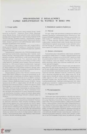 Sprawozdanie z działalności Zamku Królewskiego na Wawelu w roku 1994
