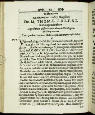 In Honorem Plurimum Reverendi & Clarissimi Dn. M. Thomæ Edleri [...]