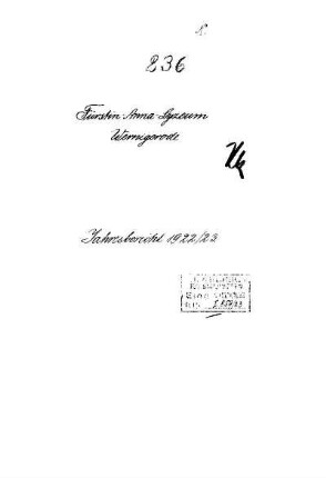 1922/23: Jahresbericht ... - 1922/23