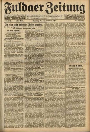 Erste Ausgabe vom Samstag, den 23. Oktober 1915.