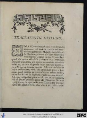 Tractatus De Deo Uno.