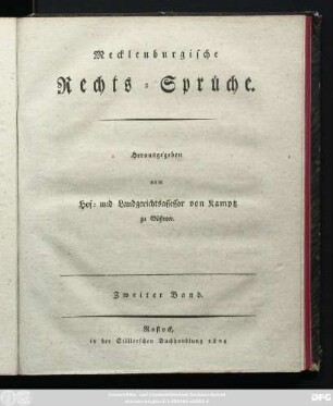 Bd. 2: Mecklenburgische Rechts-Sprüche