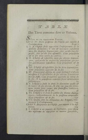 Table des Titres contenus dans ce Volume.