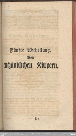 Fünfte Abtheilung. Von entzündlichen Körpern