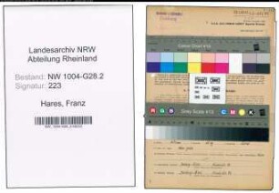 Entnazifizierung Franz Hares , geb. 10.02.1898 (Postassistent)